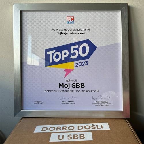 MojSBB aplikacija je nagrađena priznanjem PC Press Top50!