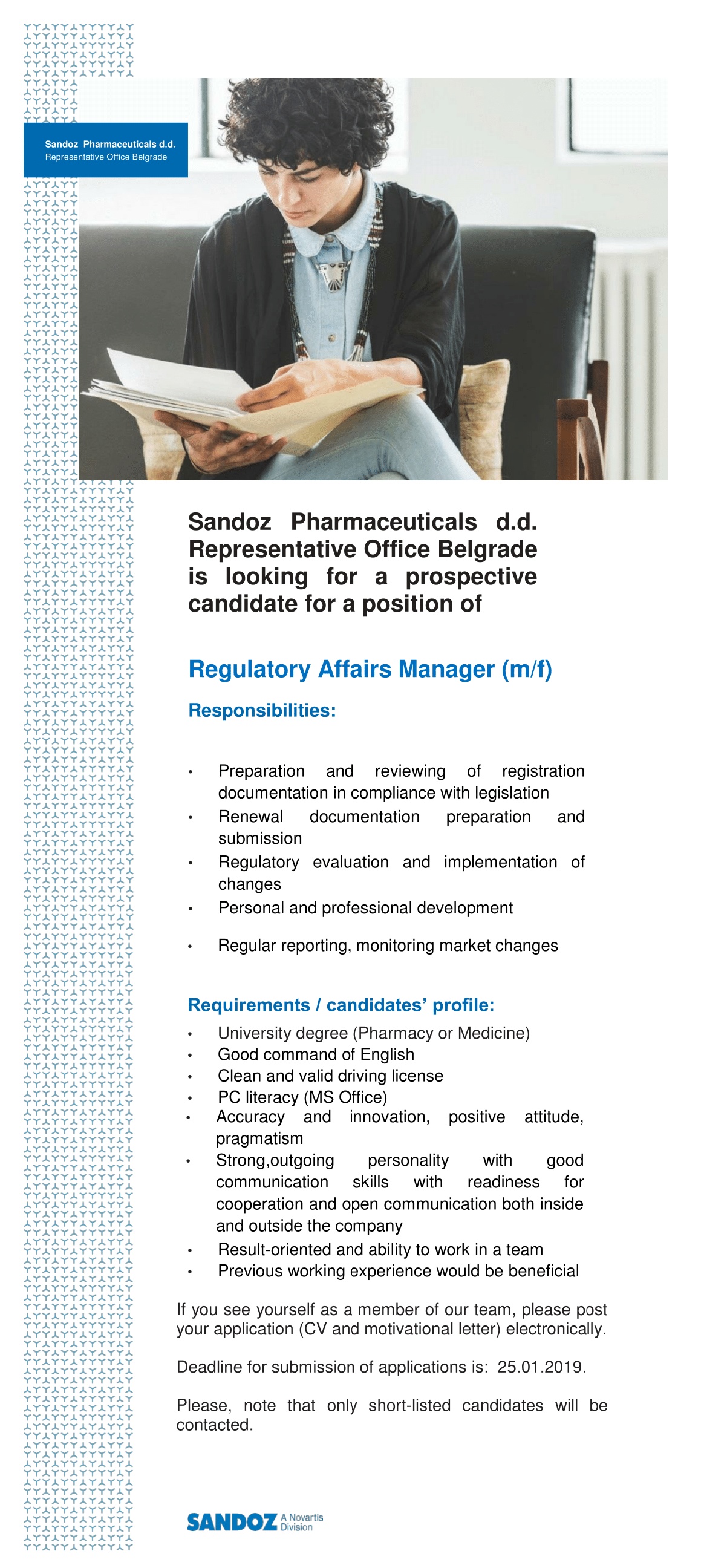 Regulatory Affairs Manager - Sandoz Pharmaceuticals d.d. Predstavništvo ...