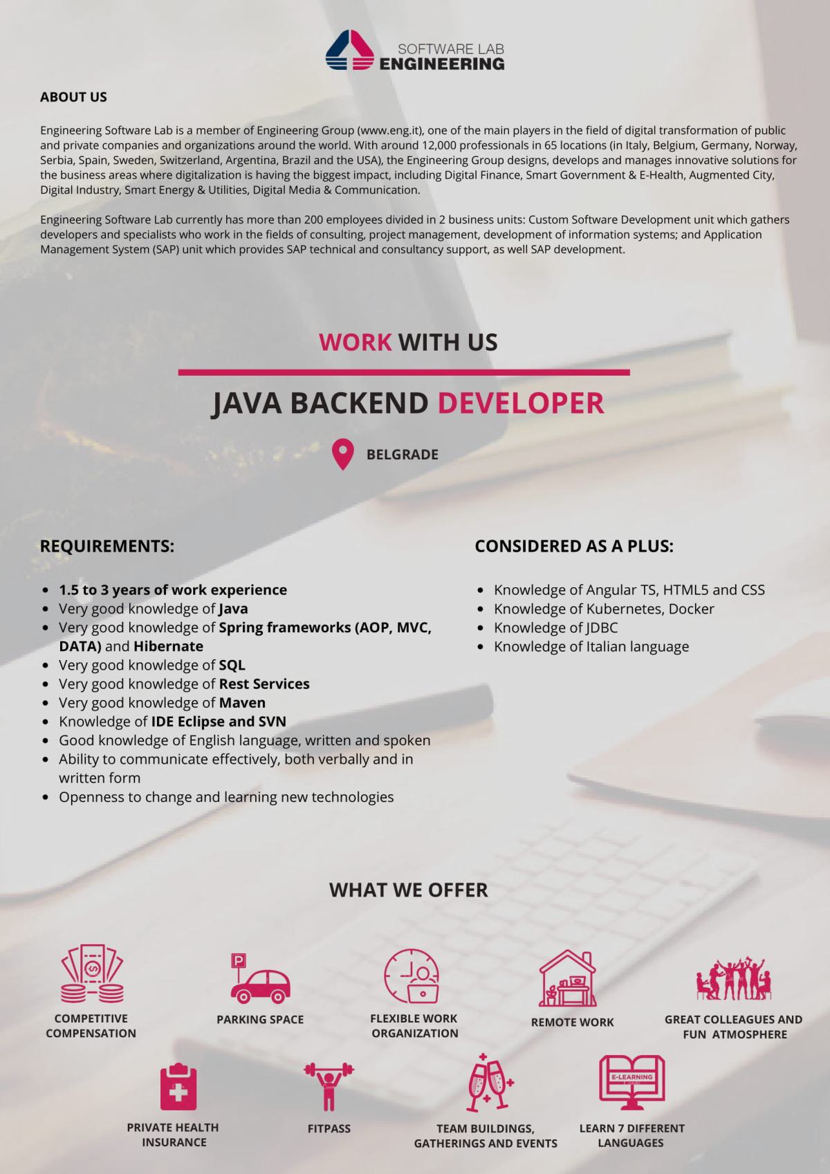 Java Backend Developer - Engineering Software Lab d.o.o.