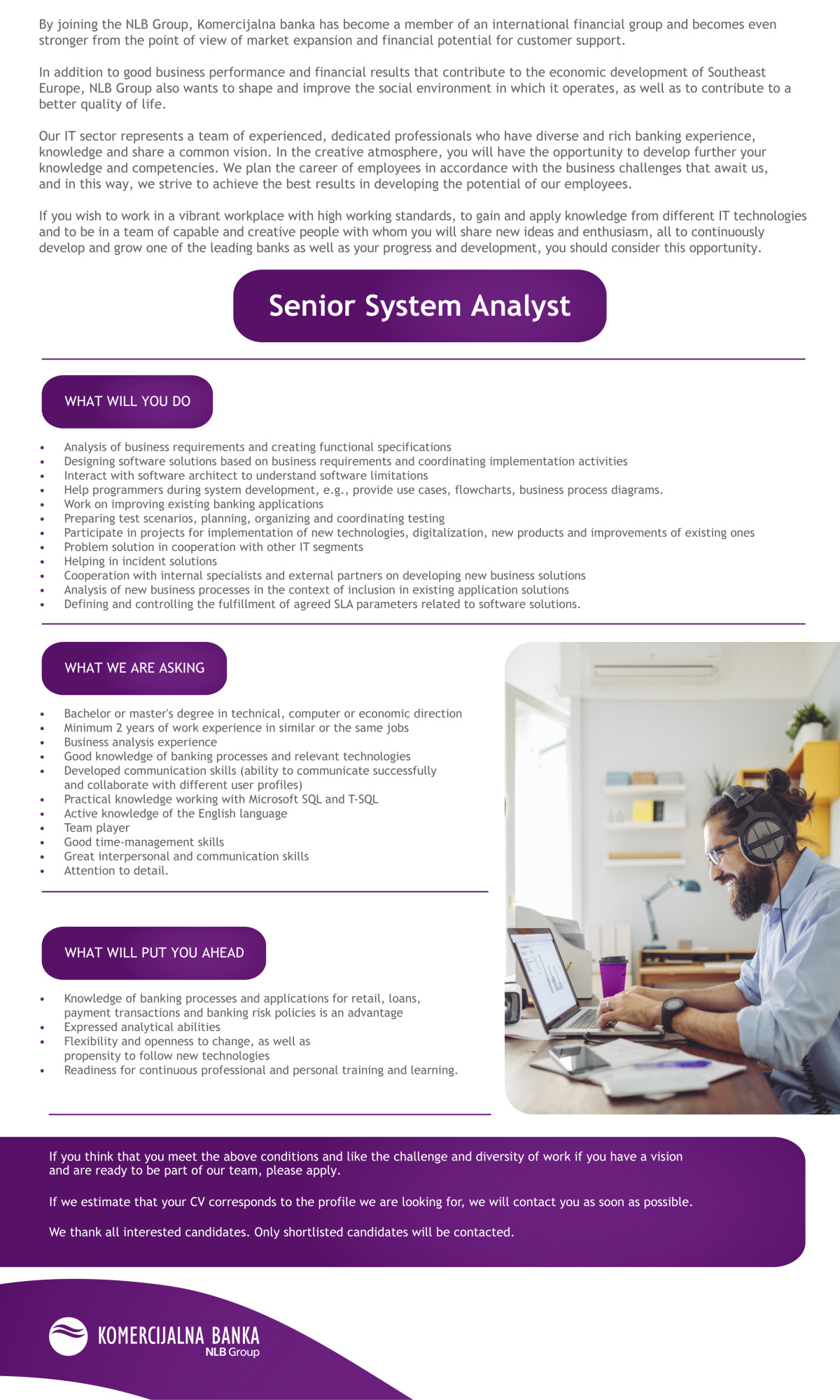 Senior System Analyst - Komercijalna banka a.d.