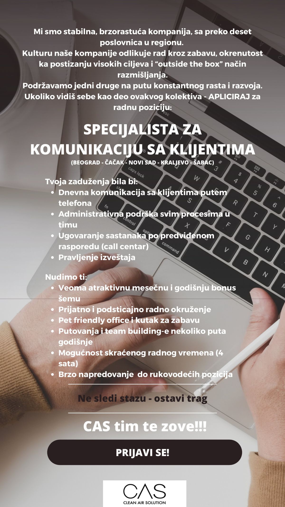 Specijalista za komunikaciju sa klijentima Clean Air Solution