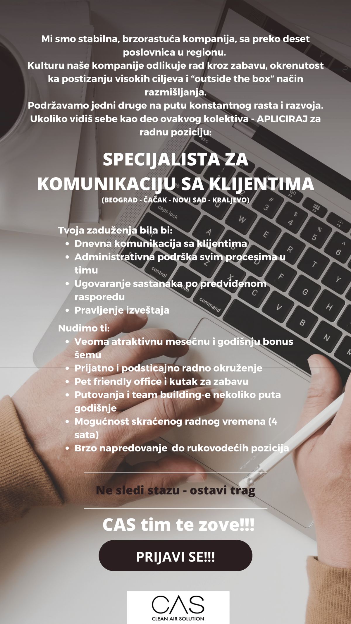 Specijalista za komunikaciju sa klijentima Clean Air Solution