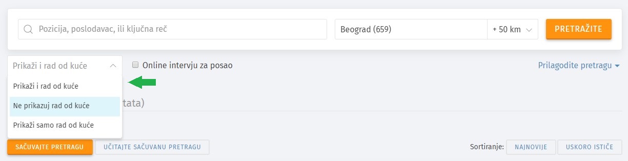filteri u pretrazi