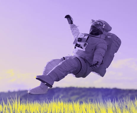 Astronaut in fields